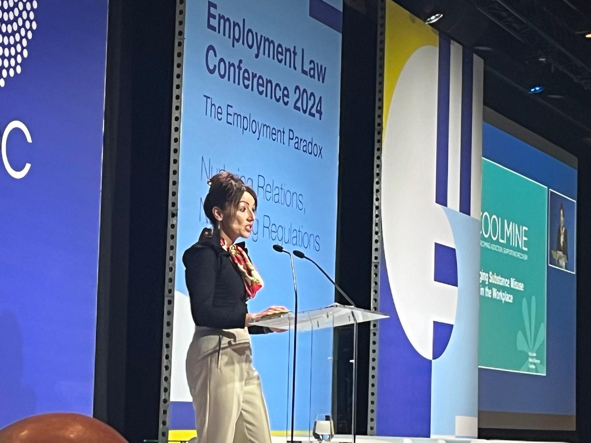Lisa Larkin today spoke at the @ibec_irl employment law conference 2024 about substance misuse in the workplace, putting the right supports in place and how recovery is possible. #Coolmine