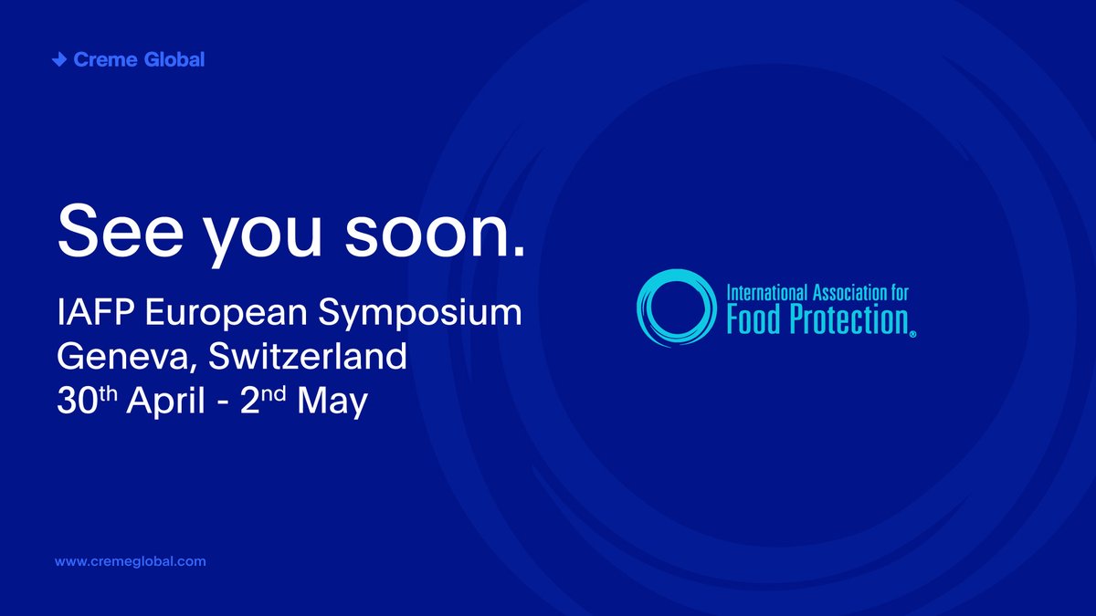 cremeglobal's tweet photo. Just two weeks until the IAFP European Symposium in Geneva and we are looking forward to it.

Creme Globals James Doyle will be speaking about 'AI-Based Decision Support Systems to Prioritise Hazards in the Food Supply Chain'

#foodsafety #europeansymposium #IAFP
@IAFPFood https://t.co/Bh5SCX6jwO