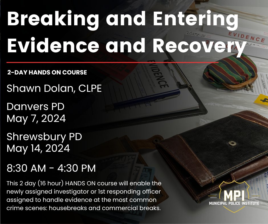 Breaking and Entering Evidence and Recovery 
Click the link below to read more!
mpitraining.com/people/shawn-d…
#police #policetraining #lawenforcement #lawenforcementtraining #mpi #leadership #massachusetts #BEER #evidence #trainwiththebest