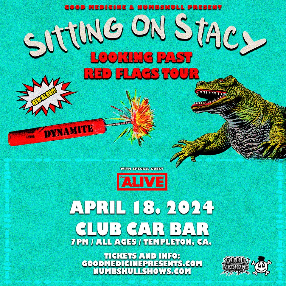 Three piece 'wack rock' band @sittingonstacy are taking over #ClubCarBar TONIGHT with #TheAlive! Grab your tickets now: tickets.goodmedicinepresents.com/e/sitty-on-sta… @NumbskullShows #goodmedicine #templeton