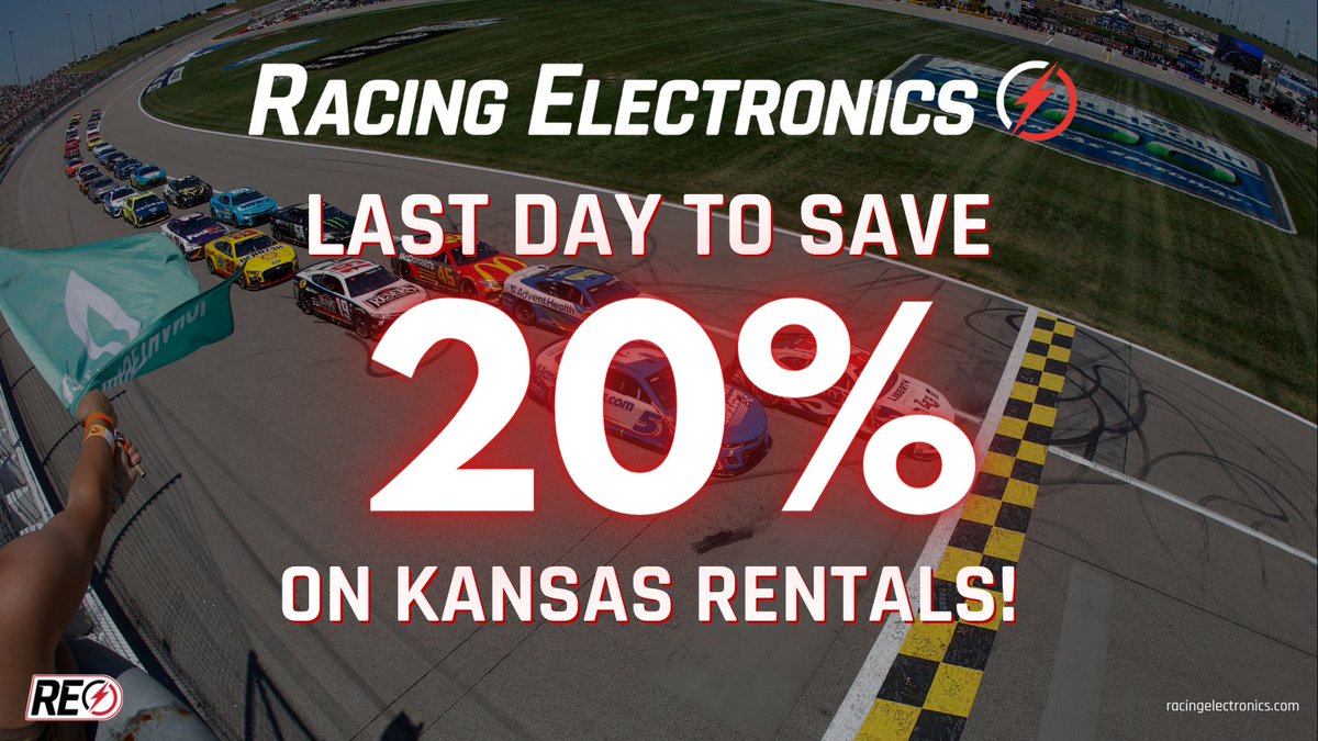 Heads up @kansasspeedway fans, Today is the last day to save 2⃣0⃣% on your scanner and headphone rentals before prices increase tomorrow❗️ 💸 Save Today: RacingElectronics.com/rentals #REequipped | @MRNRadio | #NASCAR