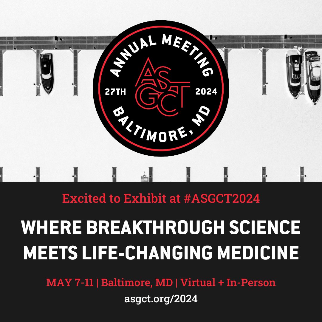 We are thrilled to be attending #ASGCT2024 in Baltimore, MD | May 7-11 | BOOTH 1757. Stay tuned for more details in the upcoming weeks! #CellTherapy #CancerResearch #Hematology #multiplemyeloma #genetherapy #Biotech