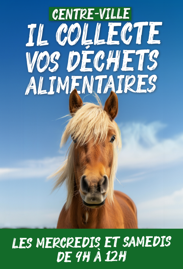 🌿🐎 Nouvelle solution éco-responsable en centre-ville! 🐎🌿 👋 Dites adieu aux déchets alimentaires ! 🚮 👉 Retrouvez ici toutes les informations complémentaires : urlz.fr/q4G4 📅 Les mercredis et samedis à partir du 3 avril 🕑 De 9h à 12h 📍 Centre-ville