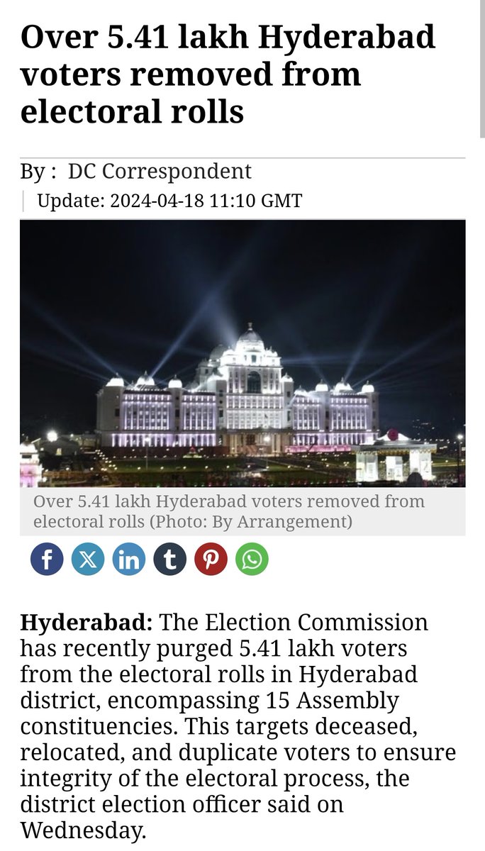 #BigBreaking Big action of Election Commission in Hyderabad, names of 5.41 lakh bogus voters have been removed from Electoral roll list....

#ElectionCommission
#Hyderabad #Telangana #LokSabhaElections2024