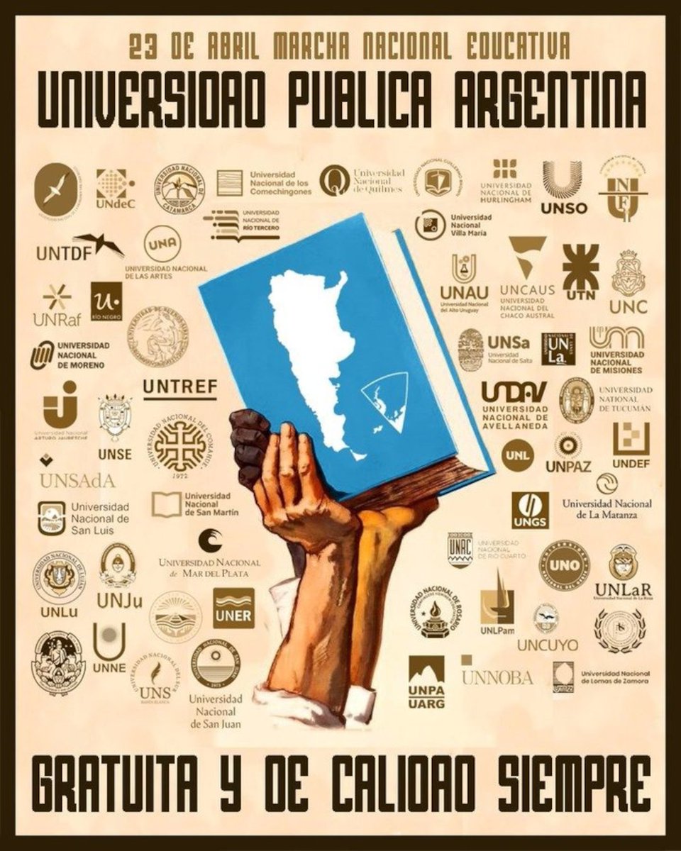 rquiroga777's tweet photo. Marcha educativa del 23 en Córdoba. 
*11:00 horas desde el monumento a la Reforma Universitaria
*Se marcha hacia plaza Agustín Tosco. 

Seamos muchos! Defender la Universidad pública, gratuita y de calidad es defender el futuro de todos los argentinos! 🇦🇷❤️🇦🇷 https://t.co/Gp1ks1S7qf