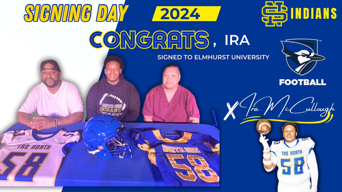 Congratulations, Ira for signing to play football at Elmhurst University !

#nshsindians #TheNorth