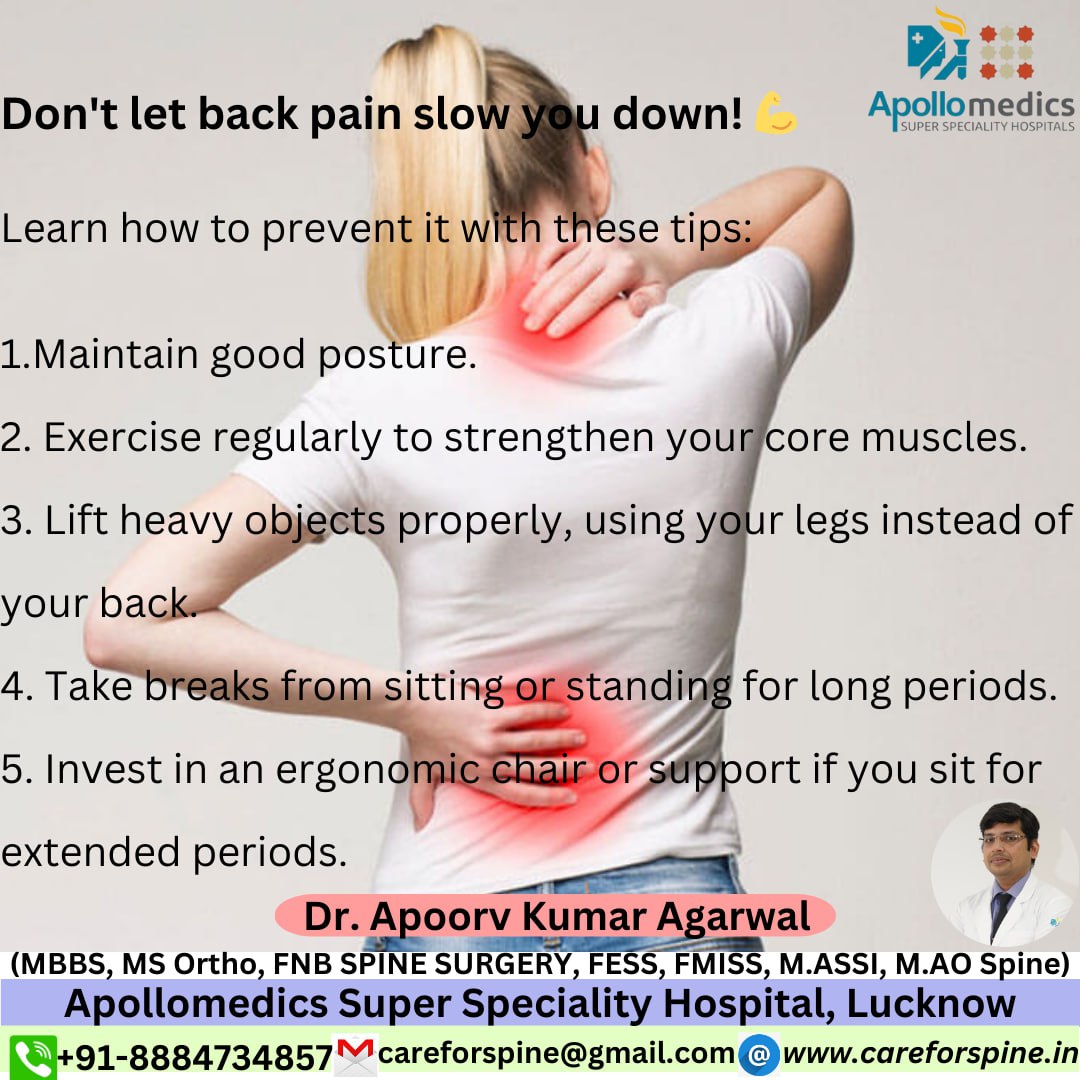 'Hello everyone, I'm your friendly neighborhood Spine Surgery! 👋 Back pain is no joke, but guess what? Prevention is key! Check out these tips to keep your spine happy and healthy. #SpineHealth #BackPainPrevention' #DrApoorv #endoscopicspinesurgery