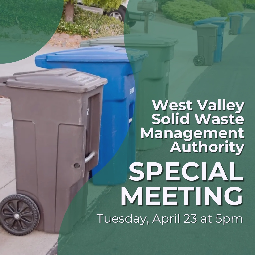 Friendly Reminder 📆 The West Valley Solid Waste Management Authority will be holding a special meeting to delve into their budget and annual rate study. Special Board Meeting Tuesday, 4/23 5PM 18041 Saratoga Los Gatos Rd, Monte Sereno For more details: wvswma.org/agendas--minut…
