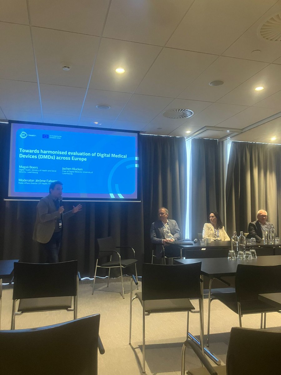#EITHealthSummit Harmonised evaluation of DMD across Europe session:“Clinical validation is crucial. #DigitalMedicalDevices will only be reimbursed if they demonstrate that they have added value. So patients know there's evidence behind digital devices they use” J.Klucken @uni_lu