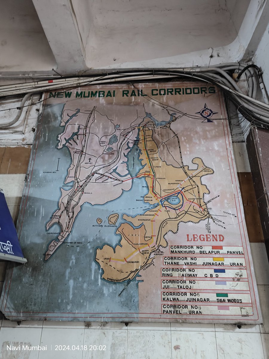 When the Navi Mumbai extension of the Harbour line happened back in 1999, this map reflected the progress to be witnessed in future at that time. 

Cut to 2024, we have Nerul/Belapur-Uran line already functional. 

This map can be located at Belapur CBD Railway Station.