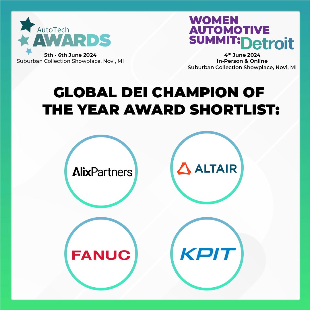 We're thrilled to reveal the shortlisted candidates for the Automotive Woman of the Year and Global DEI Champion of the Year awards at the AutoTech Awards 2024, in partnership with Wards Auto! 🏆 Nominees: wardsauto.informa.com/autotech-detro… WAN #WASDetroit event: womenautomotivenetwork.com/en-us/pages/wo…