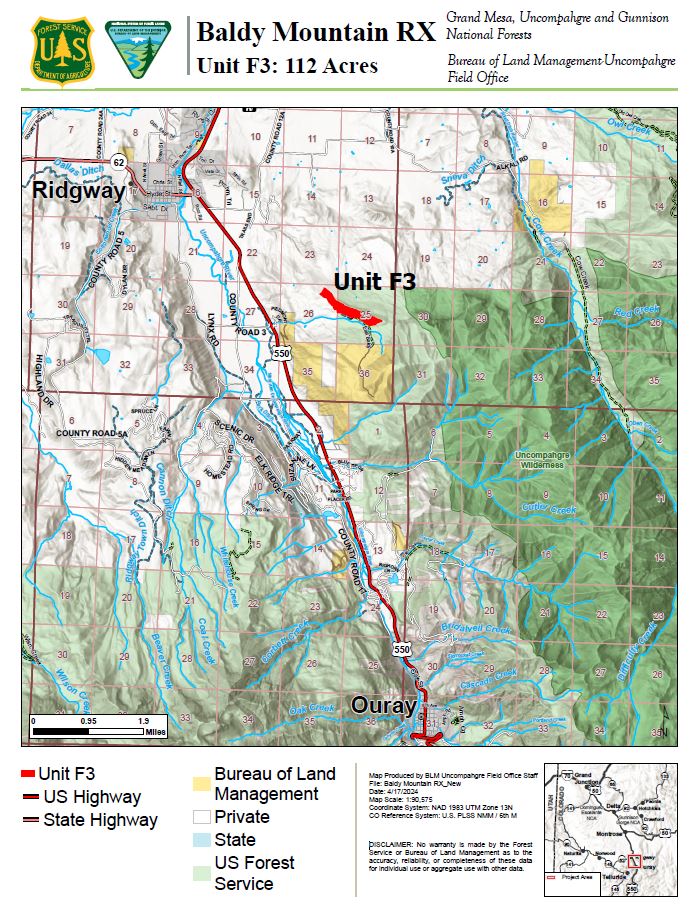 #RXFire Announcement - #GMUG and @SWD_Fire  expect conditions to be favorable for conducting a 112-acre prescribed fire in Ouray County as early as the week of April 22.  More info here: tinyurl.com/4fsdp2aj
#GMUGFireInfo