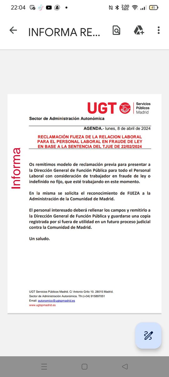 Holi <a href="/UgtAhoraVlc/">UGT Ayuntamiento Valencia</a>
e <a href="/INTERACCAYTOVLC/">INTERIN@S EN ACCIÓN</a>, ¿tenéis algo que decir sobre lo que reclama UGT Madrid? ¿Váis a apoyar de una vez la #FijezaYa o seguís mareando la perdiz? Es para 1800 amigos del <a href="/AjuntamentVLC/">Ajuntament València</a>.