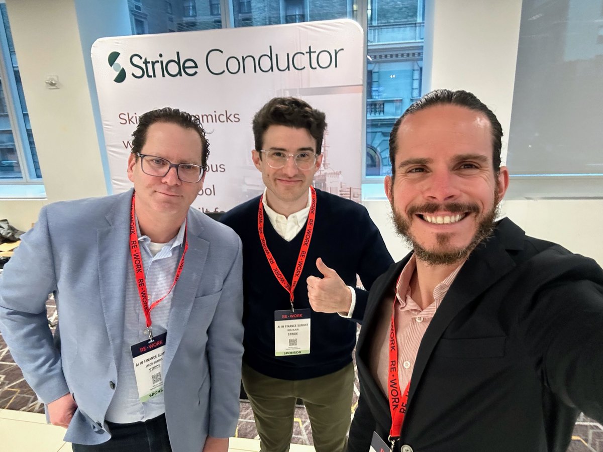 Our team is super excited to be at the #aiinfinance event in NYC, meeting great tech executives from the  finance community sharing the news about <a href="/StrideBuild/">Stride</a> Conductor.