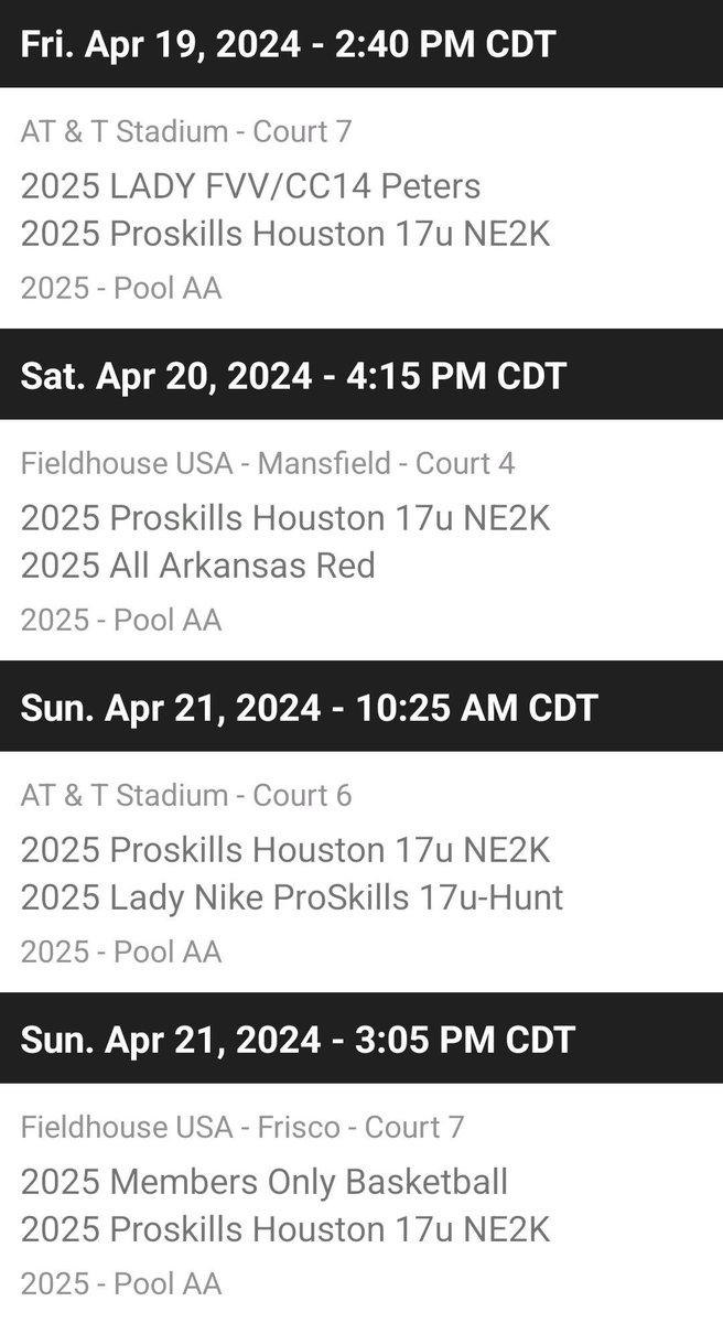 🚨Schedule for Heart of Texas Tournament 🚨 Im so ready for this weekend! <a href="/dexsmooth/">Coach-Dex 17U (E-40)</a> <a href="/ProskillsHTX/">Nike Proskills Houston</a> <a href="/ProSkillsGBB/">ProSkills Girls Basketball</a> <a href="/coachcasteel1/">Coach Steve Casteel, M.Ed</a> <a href="/CoachDKHS/">Dan Davidson</a> <a href="/kleingirlsbb/">Klein girls basketball</a> <a href="/Coach13Murray/">Coach Murray</a>