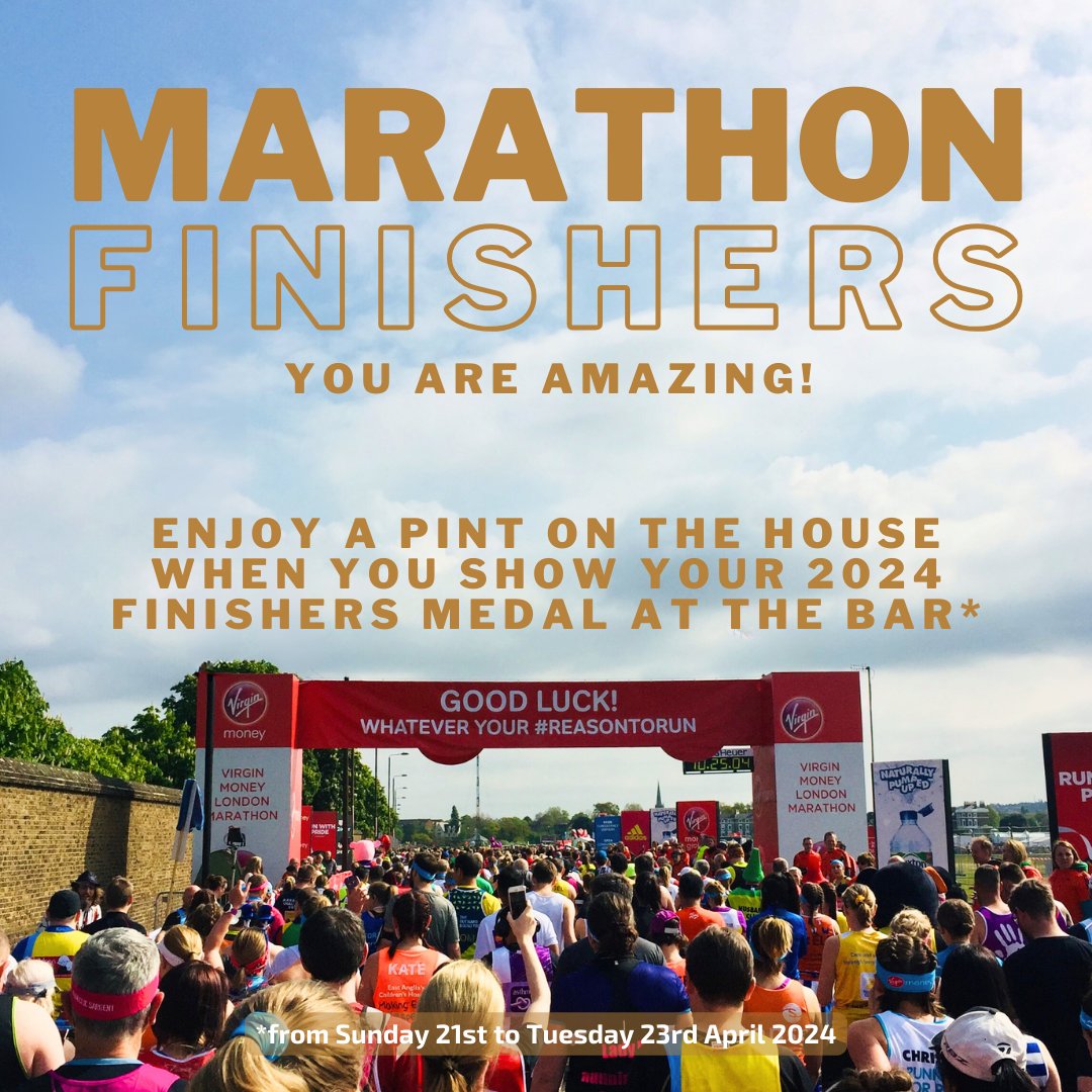 🏃 London Marathon Finishers, we want to toast your incredible achievement!
Just show off your medal at the taproom from today until Tuesday 23rd April &amp; we will reward you with a well deserved pint of Southey Beer.

#penge #se20 #londonmarathon #southeybeer #londontaproom