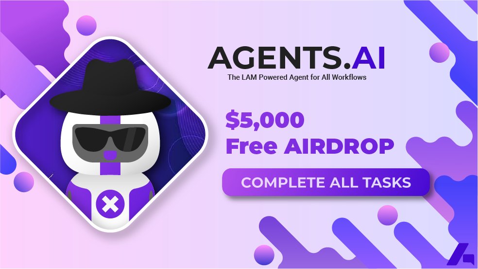 🎁 Total Airdrop Pool $5000  

How to enter:
1️⃣ RT + ♥️ + Follow @AgentsAI_

2️⃣ Tag 3 friends
3️⃣ Complete all tasks on gleam
⏩⏩t.me/Geniusairdrops…

#Airdrop #Airdrops #Airdropinspector #GullNetwork #USDT #USDTAirdrop #USDTGiveaway #NewAirdrop #BigAirdrop #Giveaways #WEB3