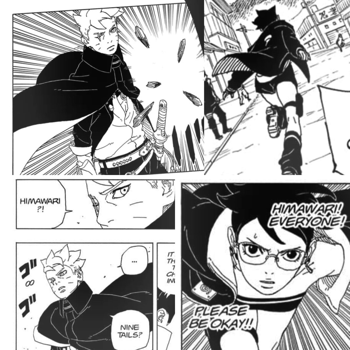 Boruto and Sarada in chapter 9 of BTBV manga! Both are so worried for Himawari 🌻