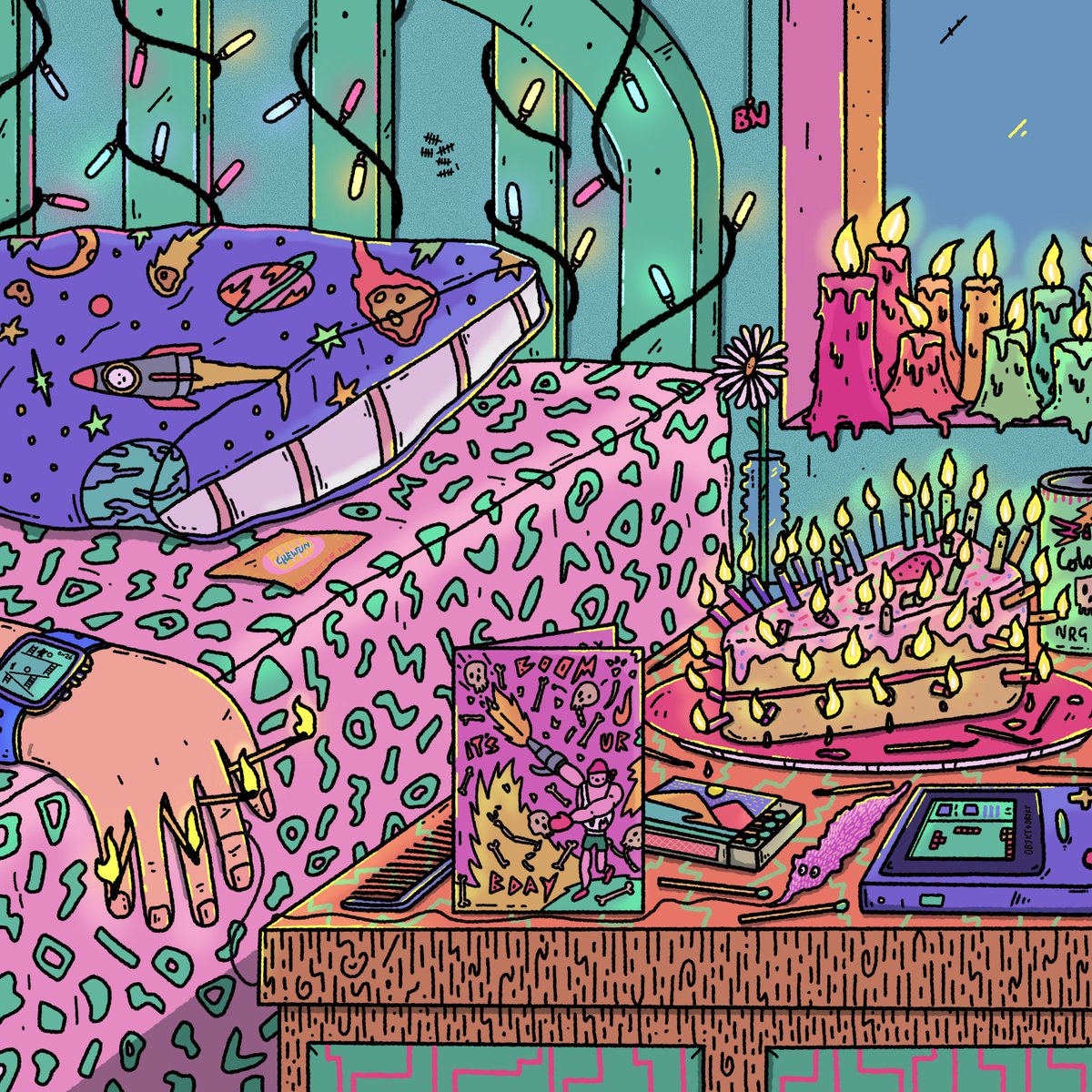 To celebrate 3 years of Bedroom Nostalgia and #Objkt4Objkt here is:

Bedroom Nostalgia 26!

Reflecting on the 'iconic' (to some) BN 01 it has many easter eggs from that first BN. 

Can you find them all? 

666 editions 2.5 xtz. link in comments