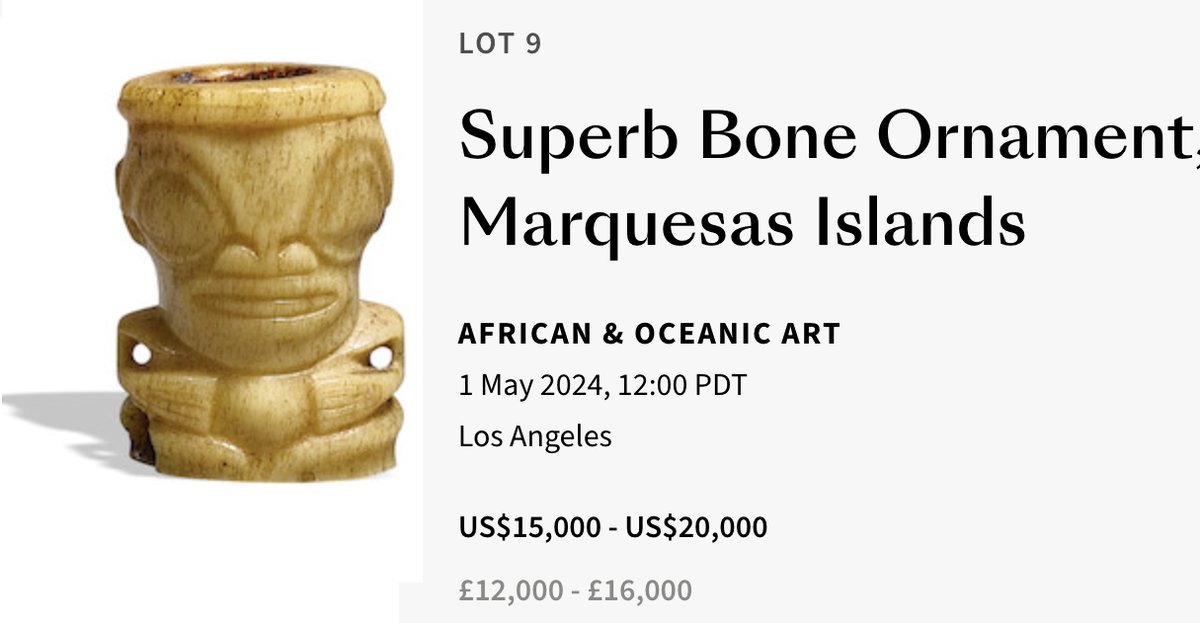 Bonhams sale, said to be human bone, no provenance info other than collectors bonhams.com/auction/29467/…