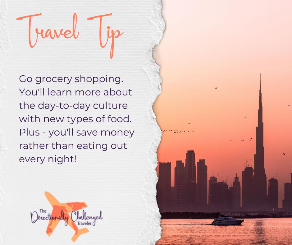 This month's #TravelTip is about going grocery shopping! Spencer and I love seeing what foods are available, plus we save money on eating out and get to try local foods!