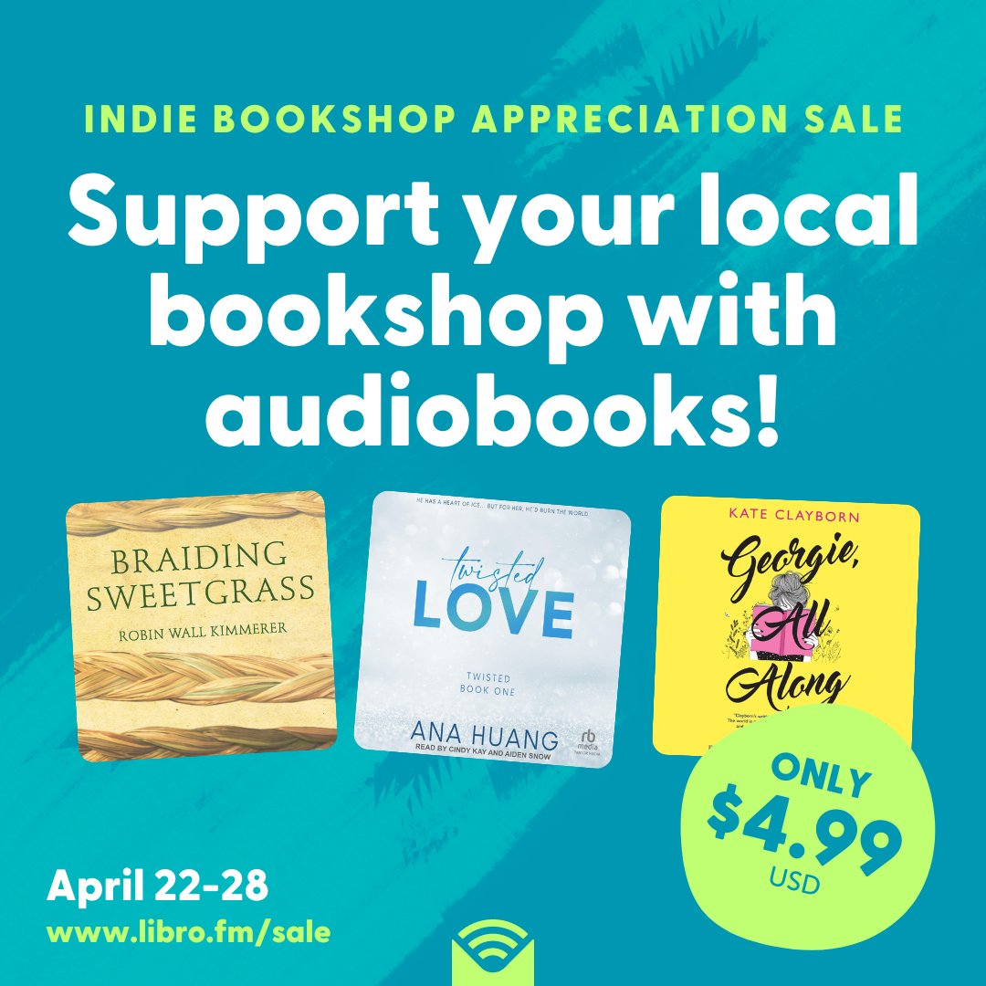 Shop @librofm 's Indie Bookshop Appreciation Sale featuring some of our bestselling audiobooks for $4.99! 🎧📚 Sale starts today and ends April 28th! libro.fm/sale #indiebookstoreday #audiobook #sale