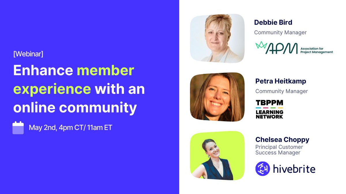 We understand that keeping your #members engaged and satisfied can be challenging. 😮‍💨 Join our expert panel ft. @APMProjectMgmt & @tb_ppm  and discover how they enhance #memberexperience with their #onlinecommunities. 🤠 

Register now ➡️ow.ly/TFa050Rj9zO