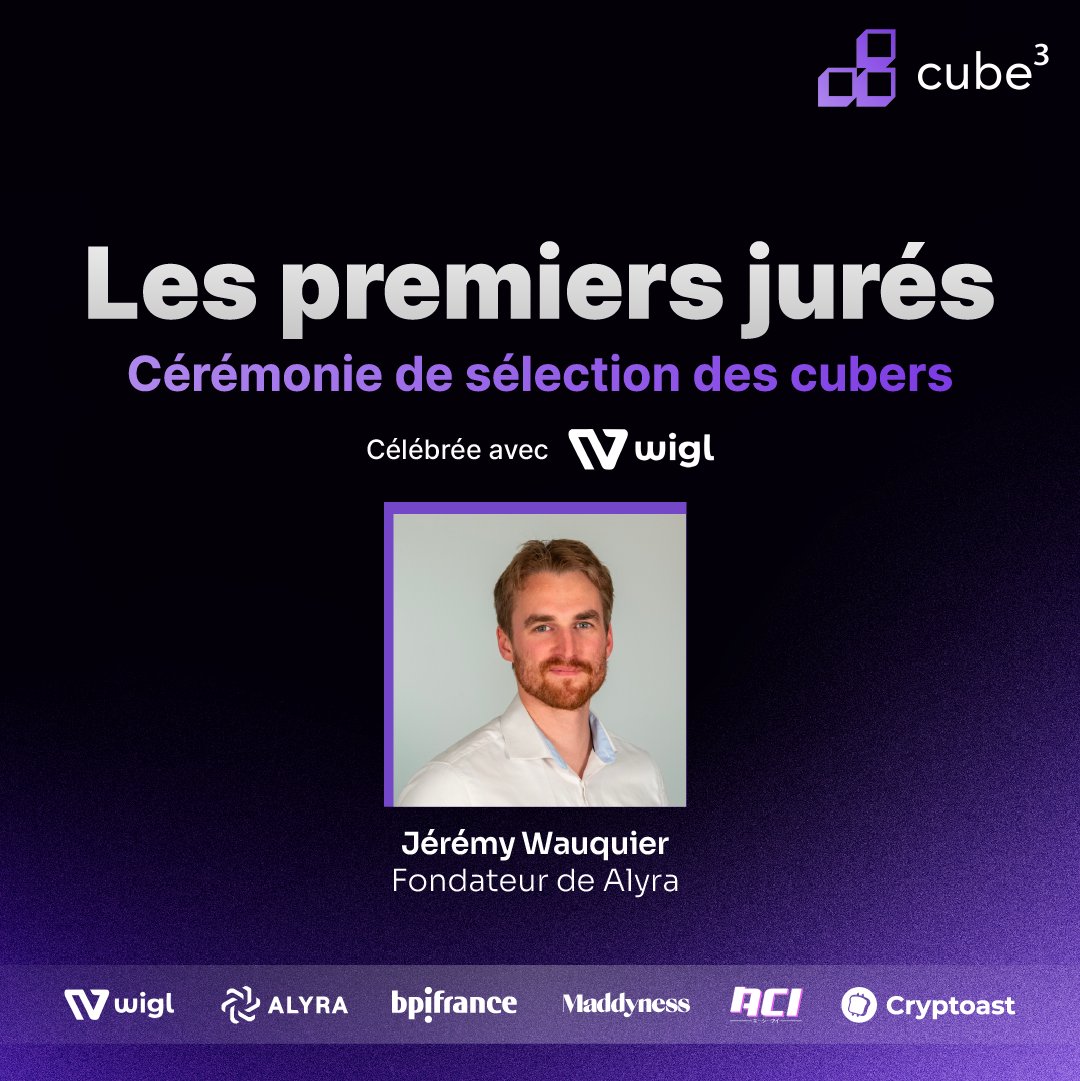 [Cérémonie cube3] 🎉
⏱️7min pour convaincre 10 jurés dans 300m2 de studios.
@WauquierJeremy, Fondateur de @alyraBlockchain, l’école web3/lA de référence.

⚠️ Ne ratez pas votre chance : cube3.fr/ceremonie-s2