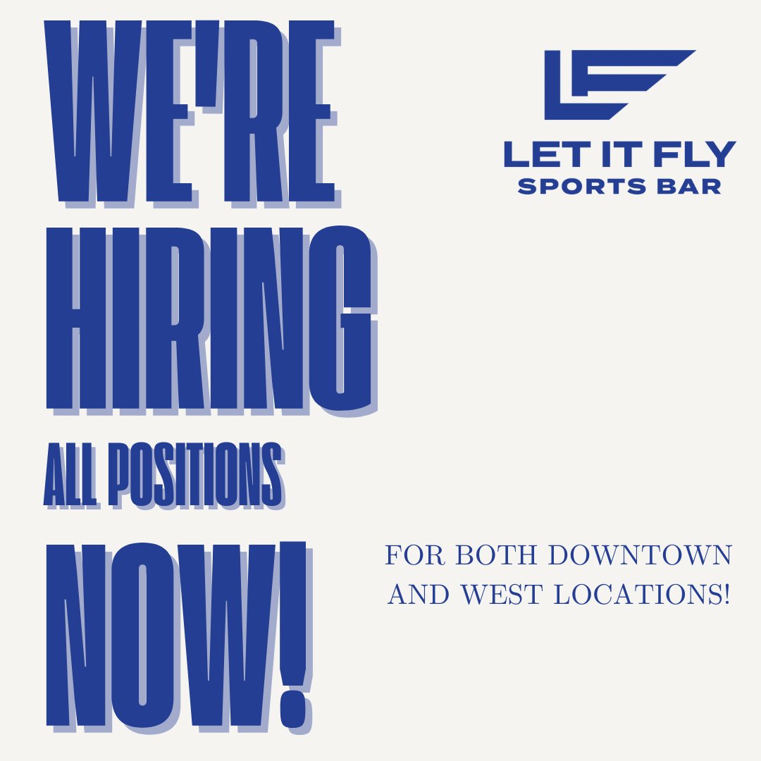 All hands on deck as we start to prepare to open our west location! Come to our downtown location to fill out an application📝 #letitfly #omaha #west #sportsbar #hiring