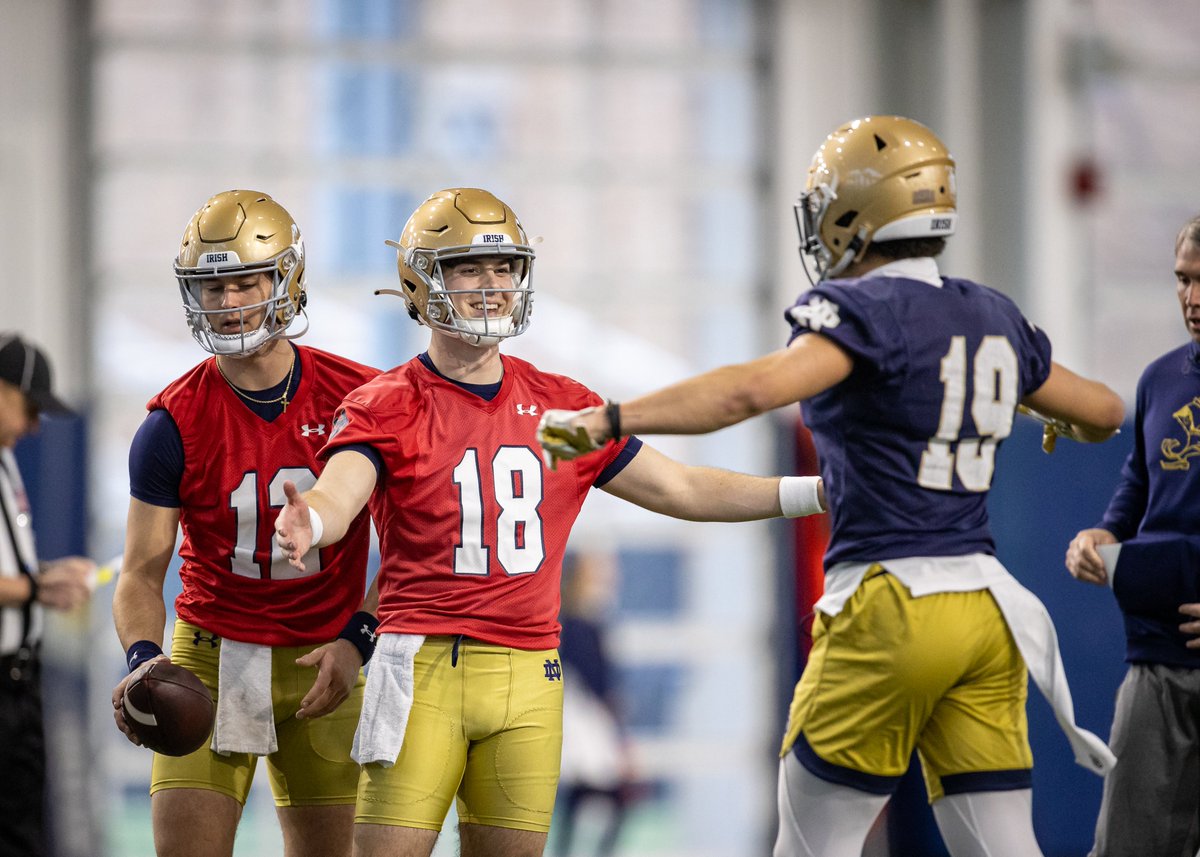 #NotreDame's Blue-Gold Game Draft reveals some intriguing twists for game Steve Angeli, the first pick of Thursday's player draft, is the only QB who won't be subject to contact Saturday's game. @insideNDsports notredame.rivals.com/news/notre-dam…