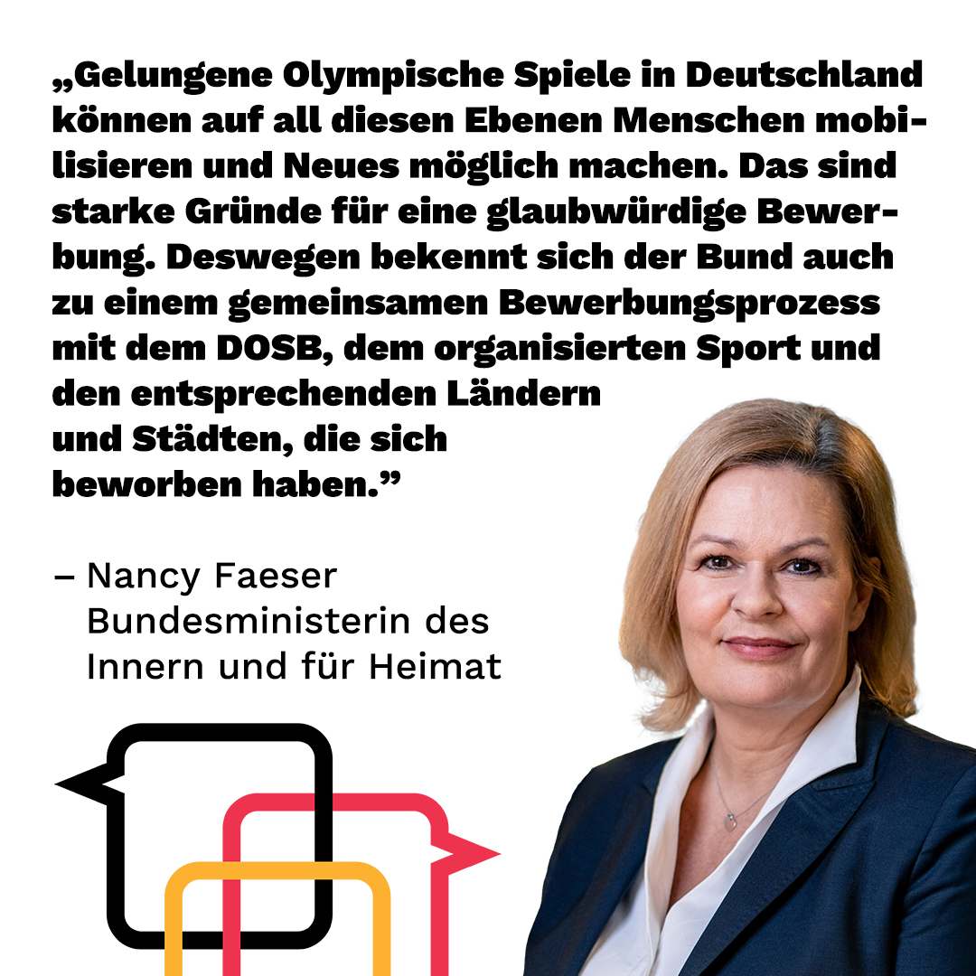 „Olympische und Paralympische Spiele können große Kräfte freisetzen.“ 🥇

Bundesinnenministerin @NancyFaeser bekräftigte heute im Rahmen der 49. #Sportministerkonferenz ihre Unterstützung einer deutschen #Olympiabewerbung. 

#DeineSpiele  #Sportdeutschland