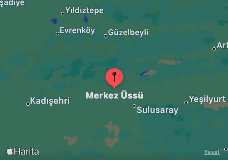 18.04.2024 - 18:31 'de #Tokat, #Sulusaray yakınında 3.5 büyüklüğünde bir #deprem meydana geldi.