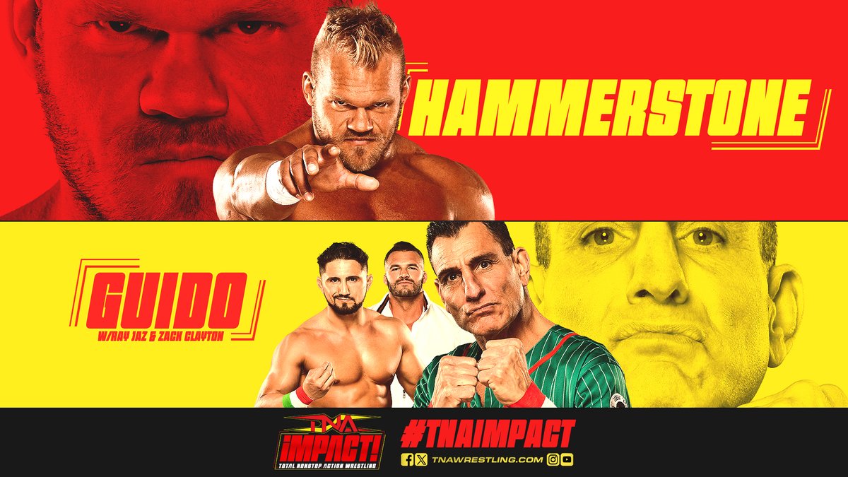 TONIGHT is #TNAiMPACT at 8 p.m. ET! @alexhammerstone vs. Guido w/ @RealRayJaz & @zackclayton Watch @ThisIsTNA: 🇨🇦: @fightnet 🇺🇸: @AXSTV 🌎: @DAZN_Wrestling 🖥️: TNA Wrestling Insiders for $0.99 📱: @TNAPlusApp