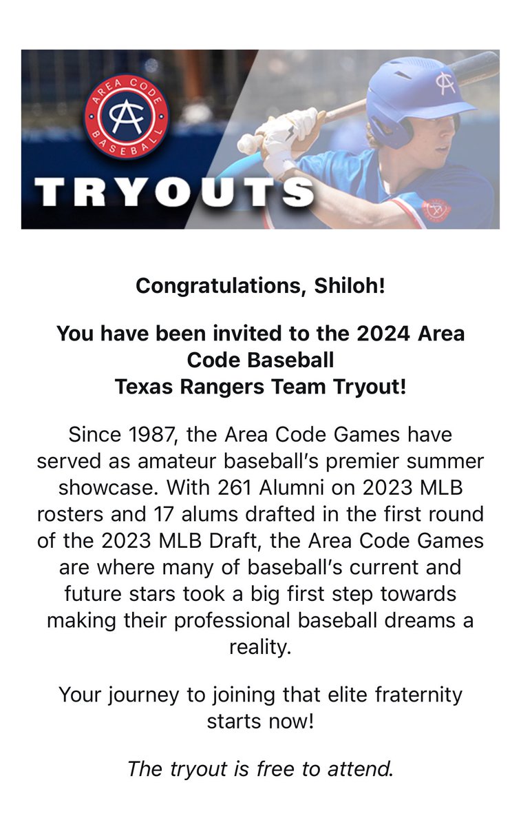 Thank you very much for the invite. @ACBaseballGames @Midland_Redskin @recruitmidland @pwoody29 @knights_hs_bb