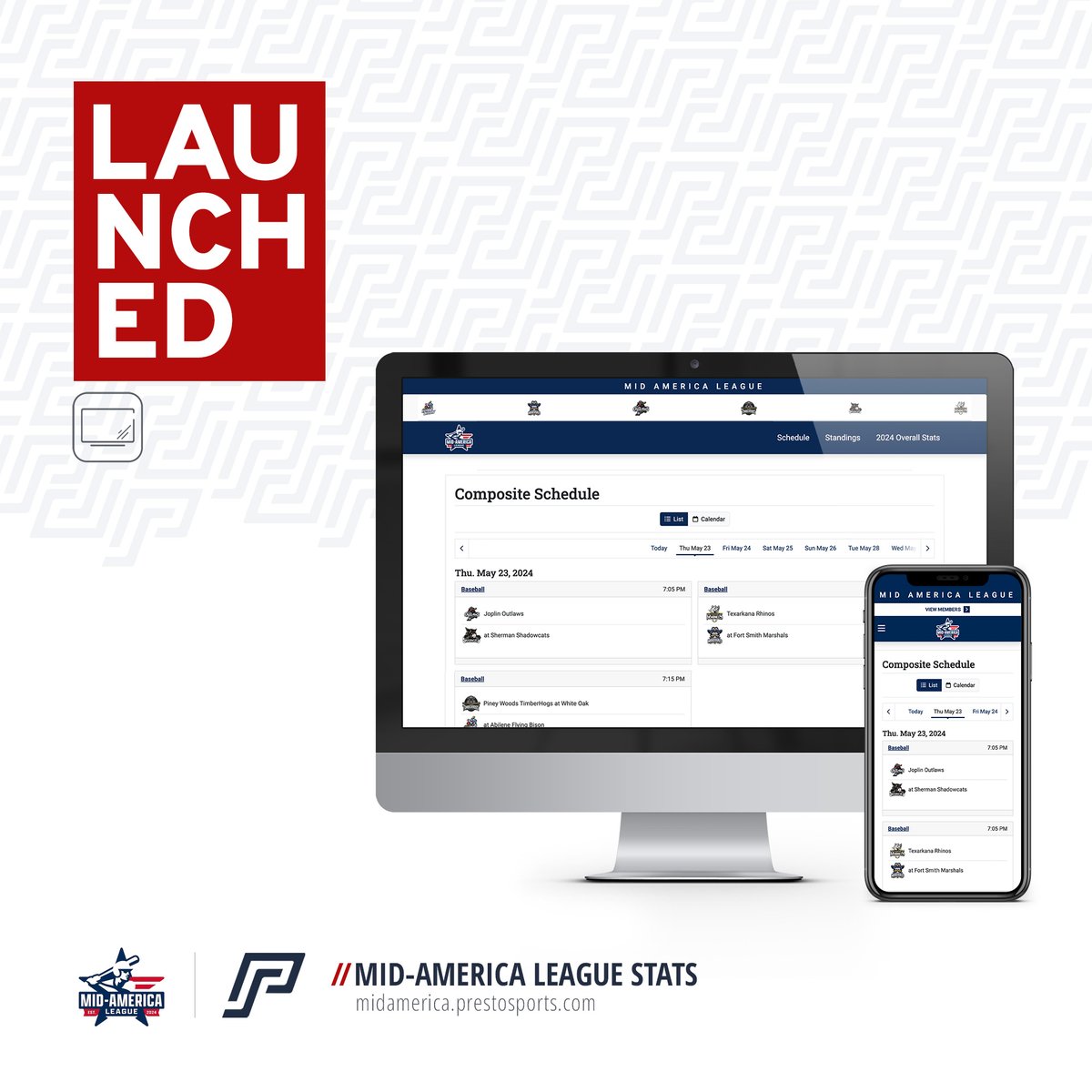 🚀 Launched! Check out the new stats site for the @MidAmeriLeague at midamerica.prestosports.com.