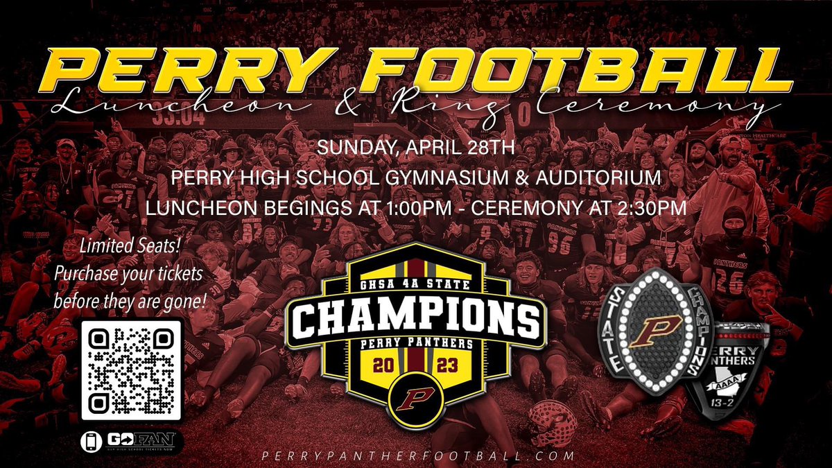 Get your Championship Ring Ceremony Ticket! There almost gone! It includes Lunch! @PHS_Football1