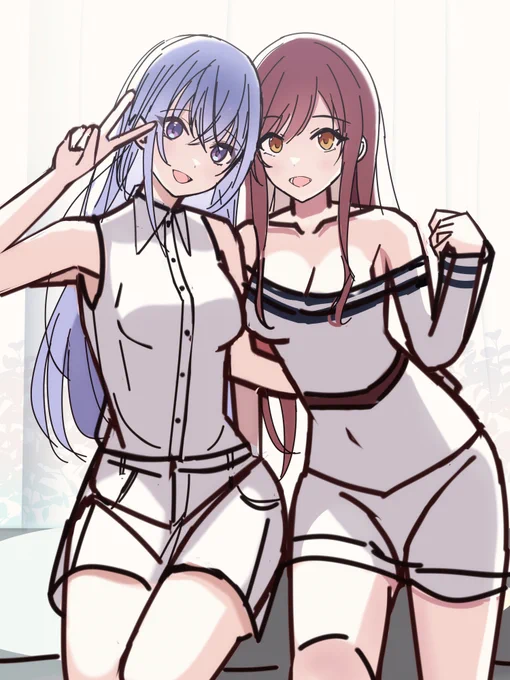 シャニマスイラストのラフです二人ともかわいい 