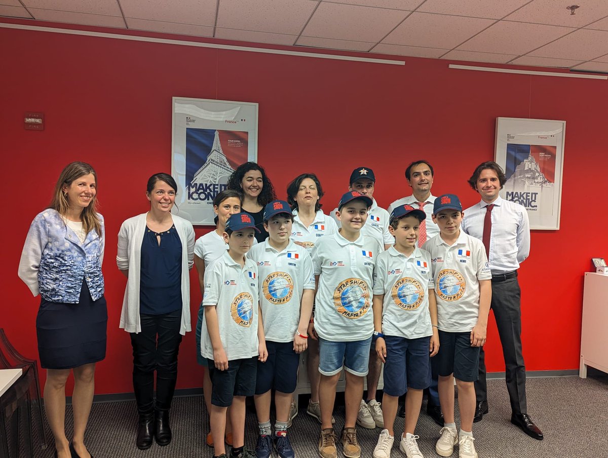 On Wednesday, we welcomed the StarShip team, France's FirstLegoLeague champions who are participating in the FIRST Championship in Houston, an international robotics event and a celebration of science, technology, engineering, and math (STEM)! Congratulations and go France!