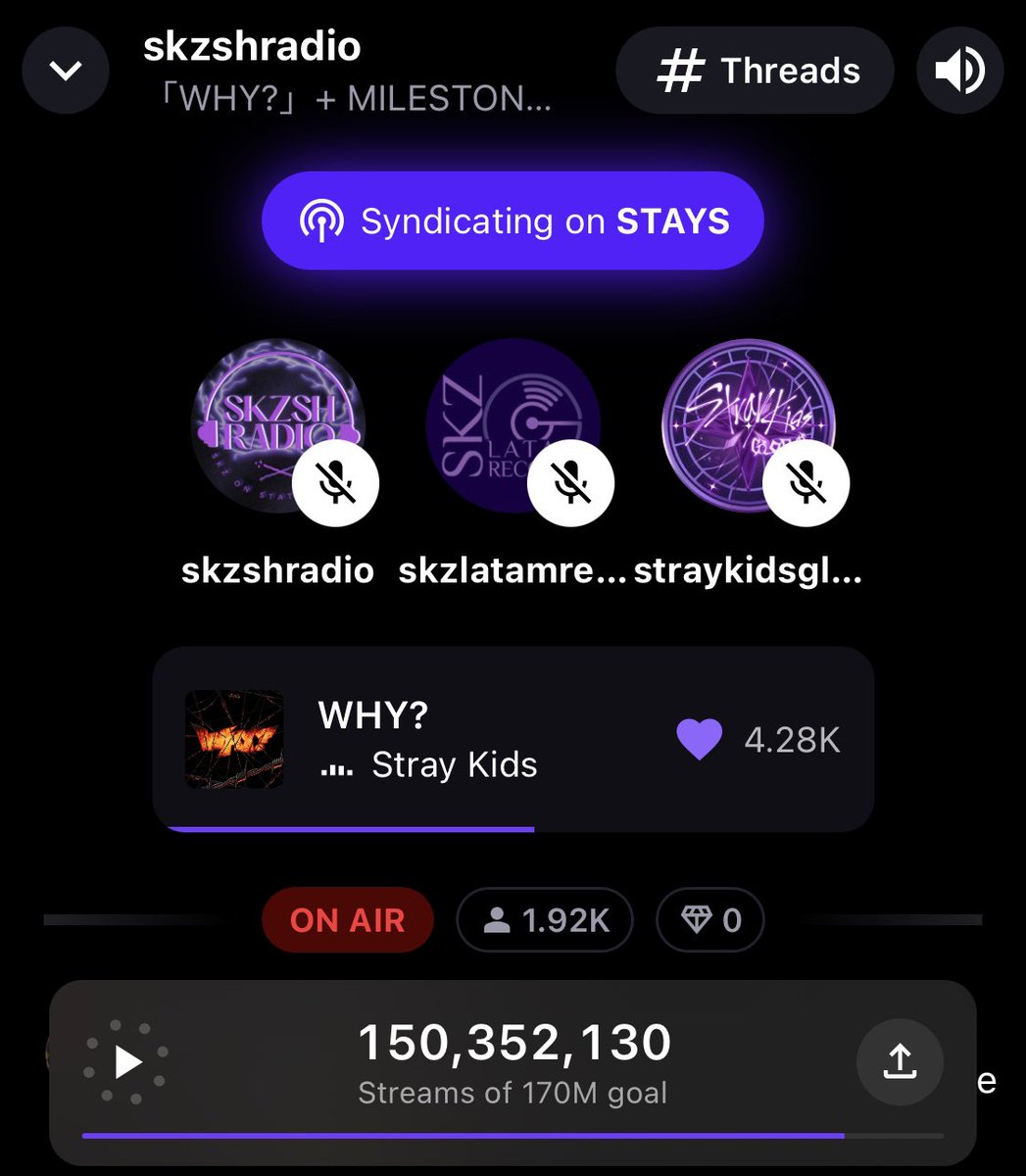 🥹1.92K STAYs singing STAY WITH MEEEEEEE~ So beautiful! 2K next! Time to break records Join us STAY! Our beloved @jstaystm & JSTAYs are here~ 🎤 Sing along with DJ🥟, @StrayKidsGlobal & @SkzLatamRecords ONAIR right now 📻 stationhead.com/skzshradio 🎶 tinyurl.com/skzshradio