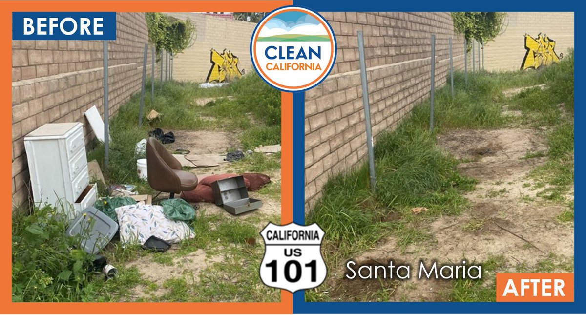 Illegal dumpings cost us all in extra cleanup costs and pollutants & violators can be fined up to $10,000. So if you see something, report it locally. Caltrans recently cleaned up this site along CA-101 in Santa Maria. #Stormwater pollution #CleanCA @CAgovernor @CA_Trans_Agency