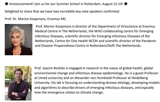 Update on two great keynote speakers! Apply here for our #onehealth #climatechange #summerschool! aanmelder.nl/summercourseon…