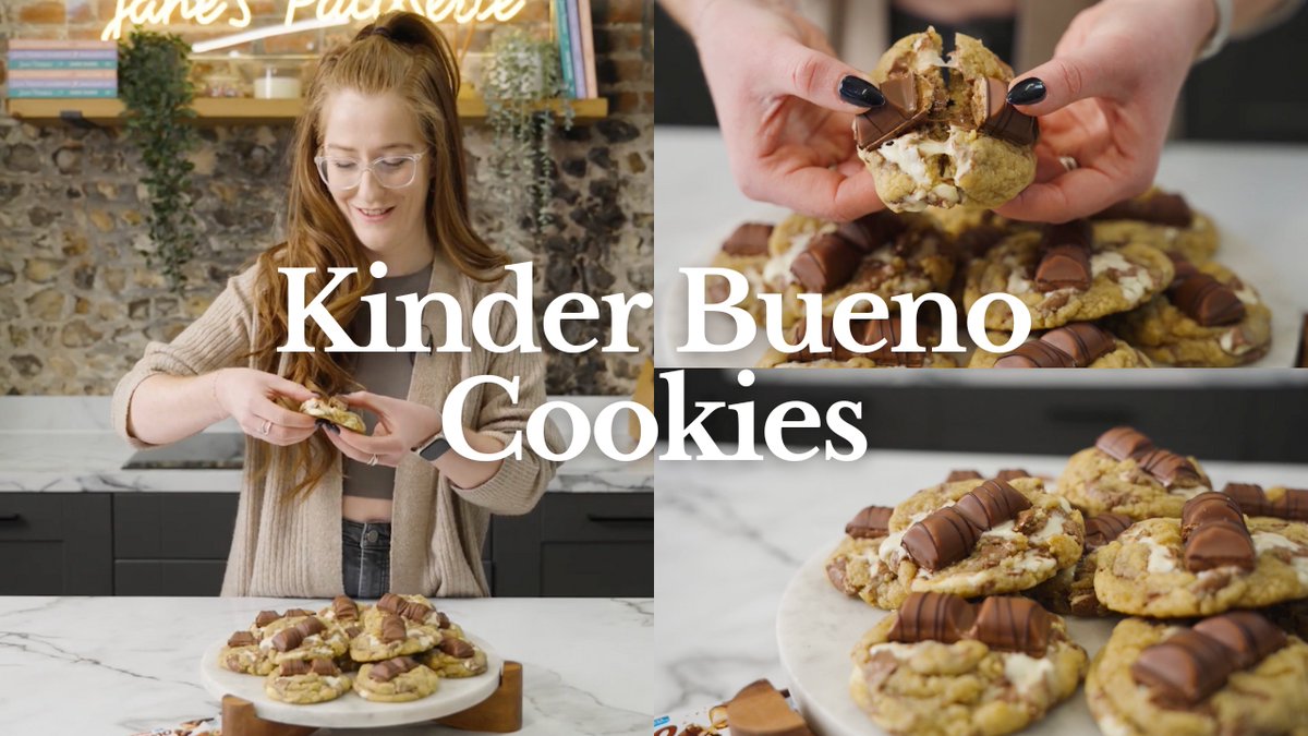 Kinder Bueno Cookies ❤️🍪 These cookies are SO good and I’d happily eat an entire batch. Full of kinder chocolate, topped with Kinder Bueno… they’re incredible 😍 Watch the full video on youtube now! Watch here: youtu.be/7Aw2p16E4Ec