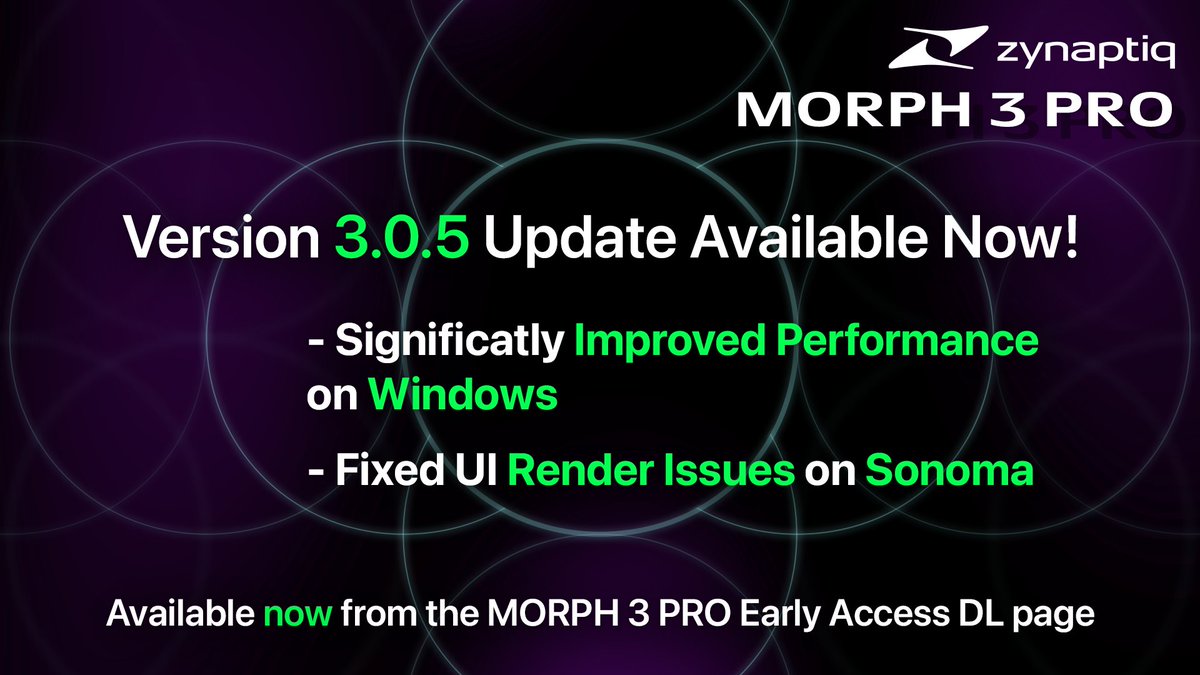 MORPH 3 PRO version 3.0.5 out now – massive performance improvements on Windows & a fix for re-draw issues on Sonoma. zynaptiq.com/morph/morph-3-… #sounddesign #gameaudio #musicproduction #zynaptiq #morph #styletransfer #vocoder