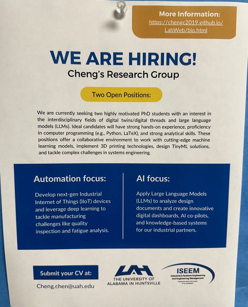 ADOK4REAL's tweet photo. PhD funding opportunities in Digital Twins and Large Language Models (LLMs). See flyer and link for more details.
https://t.co/1MCwm9etPt
LabWeb/bio.html https://t.co/bevxAZyQCS