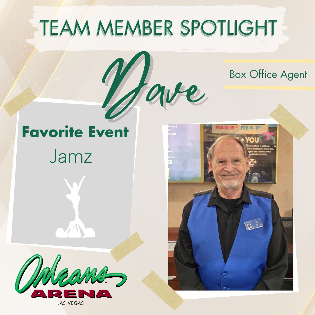 🎫 Say hello to Dave, the friendly face behind the Orleans Arena Box Office! Dave has been with with us for 2 wonderful years. His favorite part of working here is the opportunity to interact with guests from all around the world! 🌍