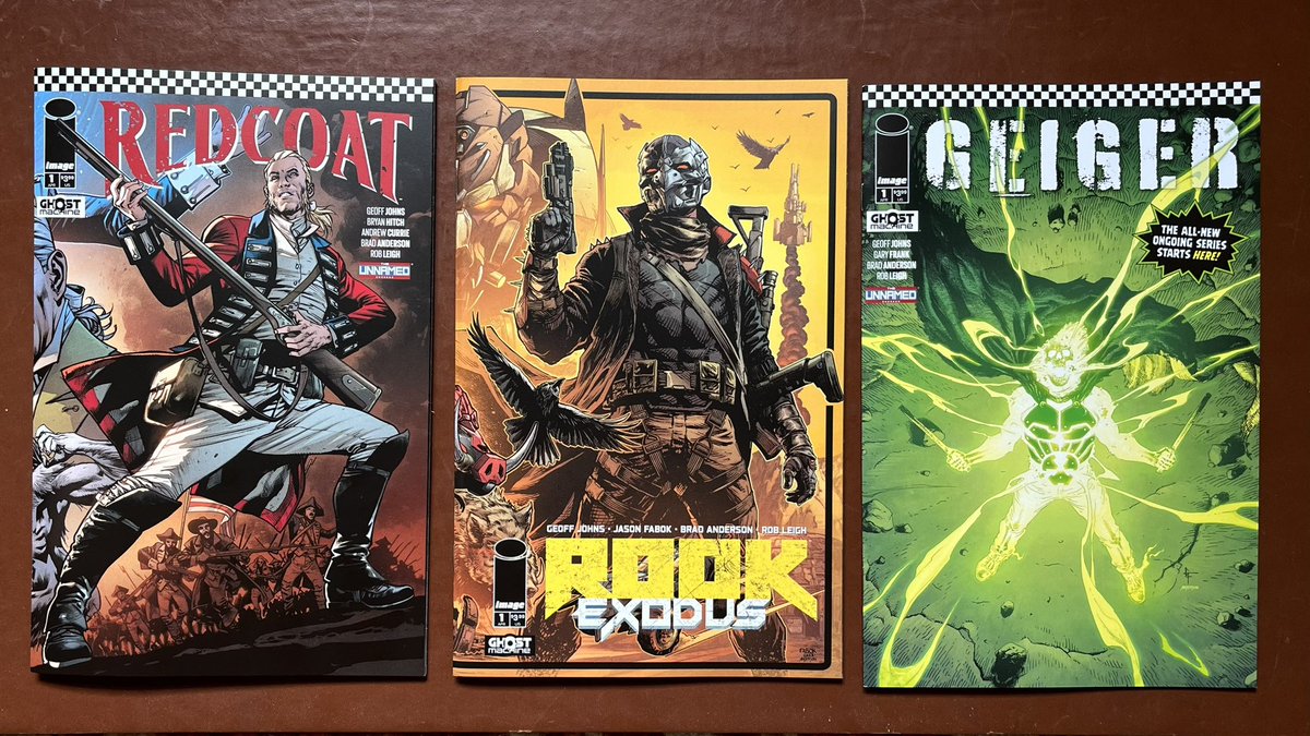 GHOST MACHINE April 2024 — The combined artistic excellence in these books is absolutely incredible: Bryan Hitch. Jason Fabok. Gary Frank. Worthy of your currency. #RedCoat #RookExodus #Geiger #GhostMachine