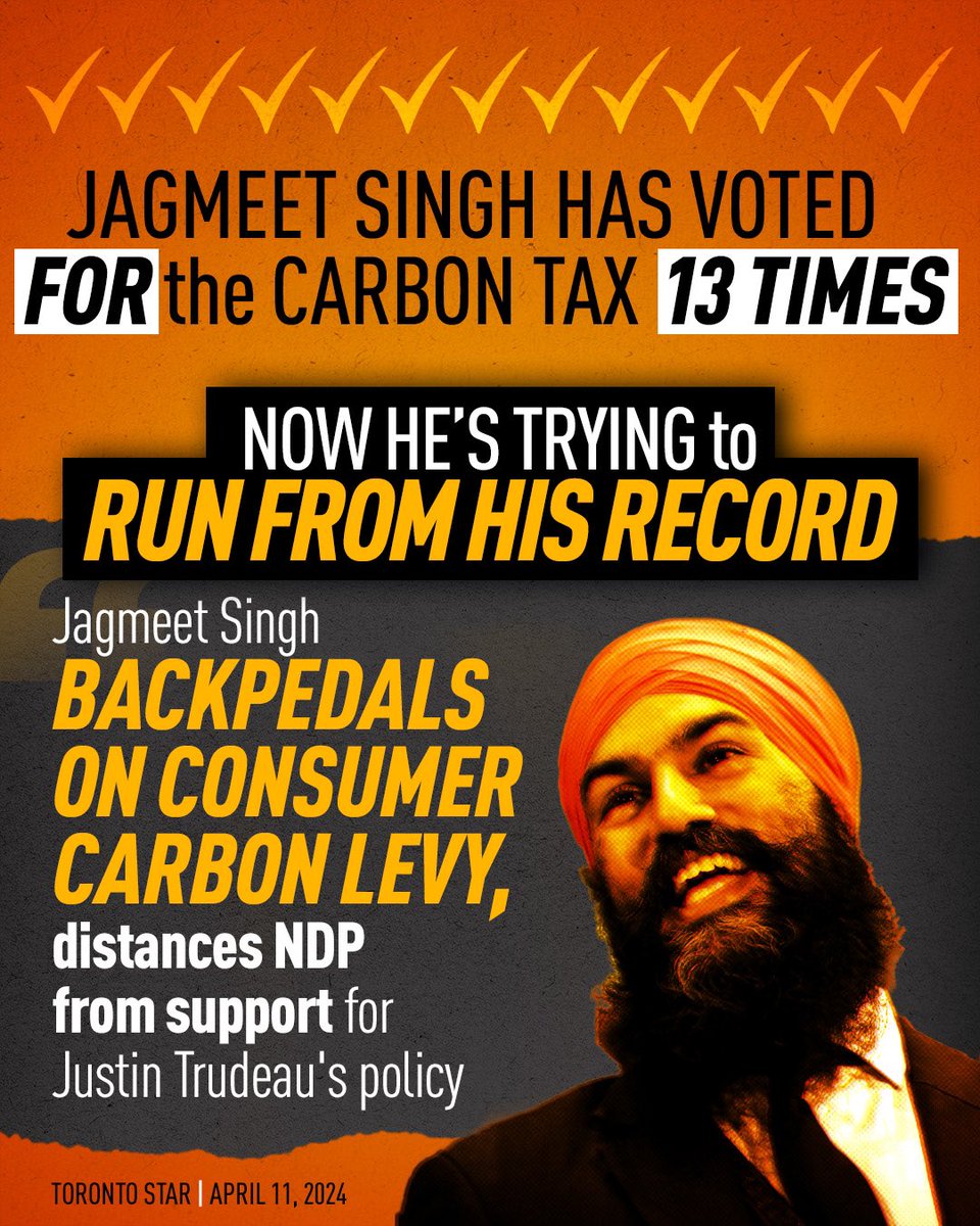 How convenient! After voting over and over and over to kill the carveouts and hike the tax on food, heat, and gas, Jagmeet has a change of heart! Well, unless the NDP is done with propping up Trudeau’s NDP-Liberal government, this is just empty posturing. What is it going to be