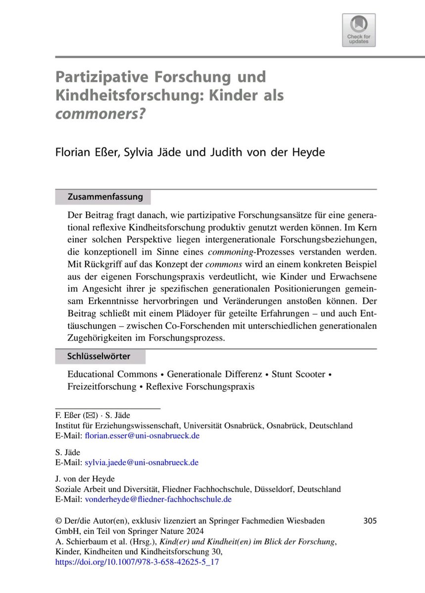 📚 Heute ist unser neuer Beitrag 'Partizipative Forschung und Kindheitsforschung: Kinder als commoners?' erschienen. Danke an Florian Eßer und <a href="/supihudi/">Judith vdHeyde</a> für die wie immer tolle Zusammenarbeit. Wir freuen uns, wenn ihr reinschaut.