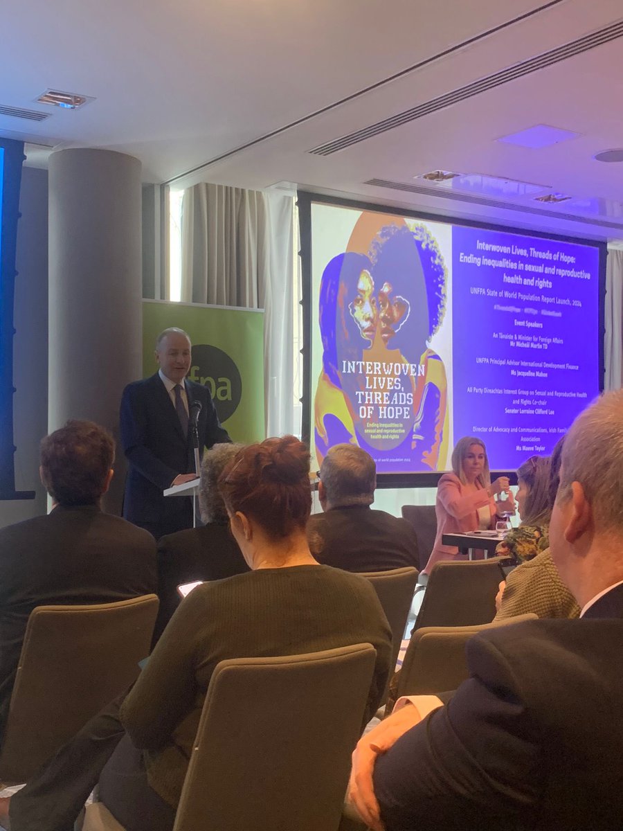 Today we are attending the launch of the @UNFPA ‘State of World Population Report,’ by An Tánaiste @MichealMartinTD. The report causes us to reflect on Ireland’s journey towards the progressive realisation of sexual & reproductive rights & gender equality. @GOAL_Global