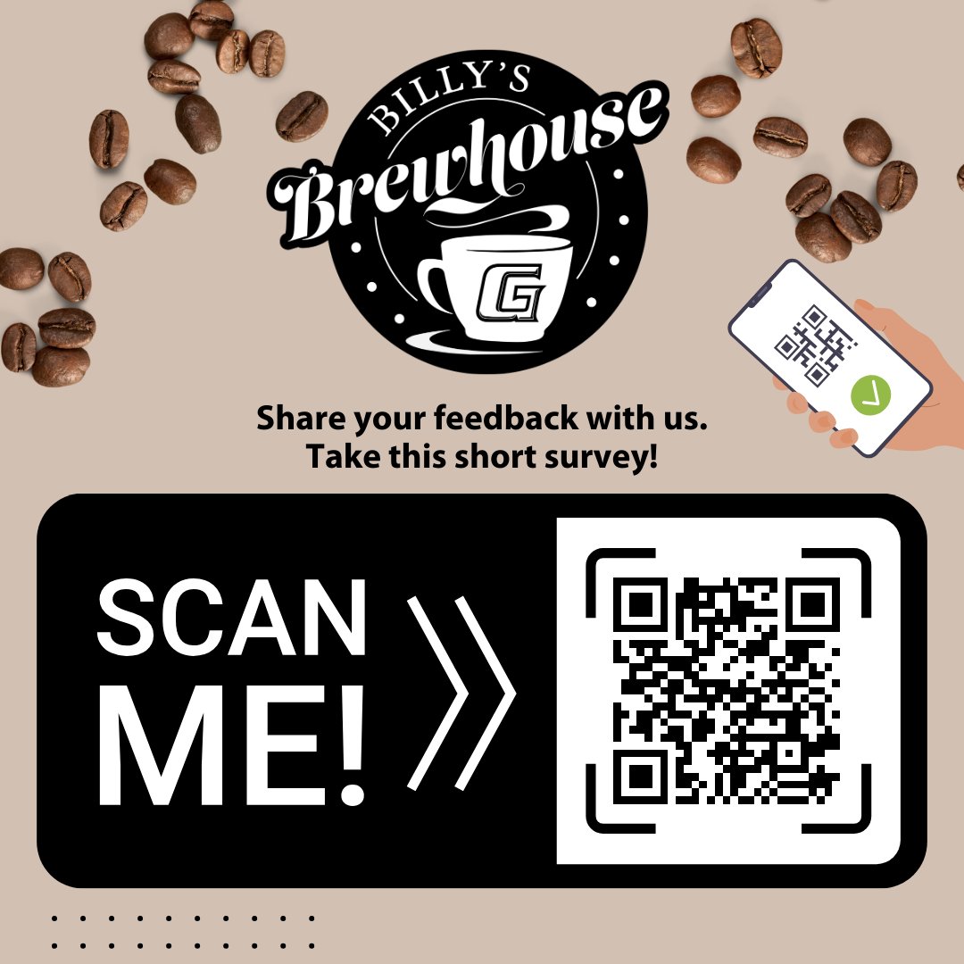 Students and Employees! Billy's Brewhouse wants to hear from you! Please take a moment to share your feedback and help us enhance your experience. ➡️Click here to take the short survey:forms.office.com/r/64yQvMjcPv